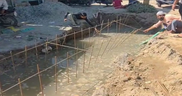 किशनगंज में नाला निर्माण में अनियमितता को लेकर विवाद