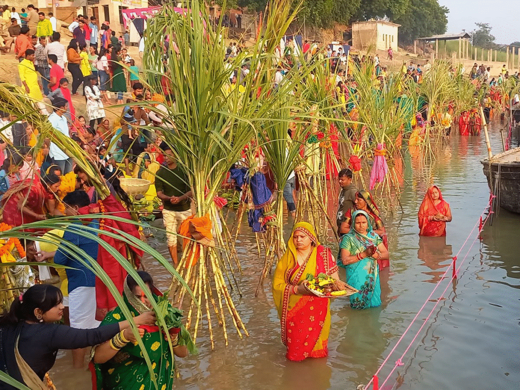 पूर्णिया में छठ पर्व की उमंग चरम पर: सौरा घाट पर व्रतियों की भीड़