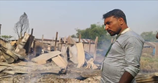 भीषण आग में 10 परिवारों के घर जलकर राख